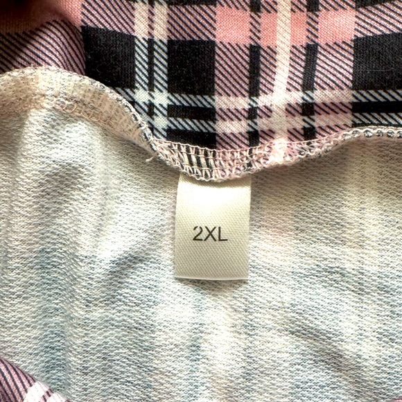 Pink Tartan Plaid Sweatshirt with Cowl Neck - Picture 4 of 5